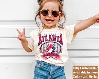 Camiseta infantil de béisbol de Atlanta estilo vintage para el día del partido | Conjunto para niños pequeños y jóvenes al estilo de los Braves | Linda camiseta de la liga infantil | C088