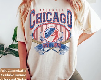 Camiseta Comfort Colors Chicago Baseball Vintage Game Day | Camiseta retro estilo Cubs para aficionados | Regalo de béisbol de Chicago | C091