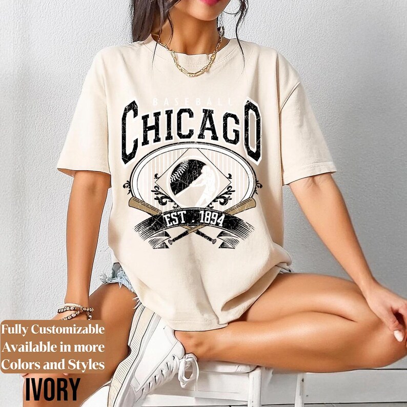 Comfort Colors Chicago Baseball Shirt Vintage Game Day Tee | White Sox Style Retro Fan Shirt | Chicago Baseball Gift | C092 image 4