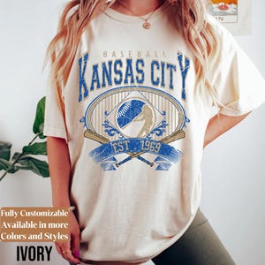 Comfort Colors Kansas City Baseball Shirt Vintage Game Day Tee | Royals Style Retro Fan Shirt | Kansas City Baseball Gift | C098 image 1