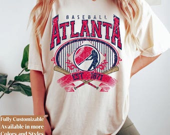 Camiseta Comfort Colors Atlanta Baseball estilo vintage para el día del partido | Camiseta retro para aficionados de los Braves | Regalo de béisbol de Atlanta | C088