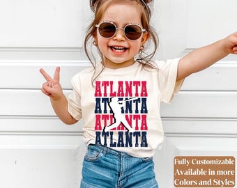 Camiseta infantil de béisbol de Atlanta estilo vintage para el día del partido | Conjunto para niños pequeños y jóvenes al estilo de los Braves | Linda camiseta de la liga infantil | C059