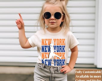 Camiseta infantil de baloncesto de Nueva York estilo vintage para el día del partido | Camiseta infantil estilo Knicks | Regalo para pequeños aficionados | C136