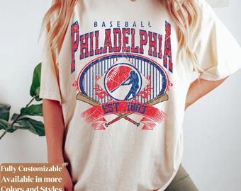 Camiseta Comfort Colors Philadelphia Baseball estilo vintage para el día del partido | Camiseta retro para aficionados de los Phillies | Regalo de béisbol de Filadelfia | C107