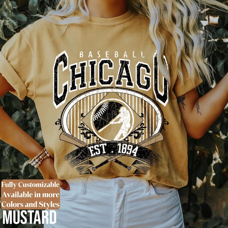 Comfort Colors Chicago Baseball Shirt Vintage Game Day Tee | White Sox Style Retro Fan Shirt | Chicago Baseball Gift | C092 image 9