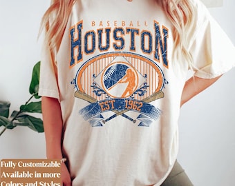Camiseta Comfort Colors de béisbol de Houston, estilo vintage para el día del partido | Camiseta retro para aficionados de los Astros | Regalo de béisbol de Houston | C097