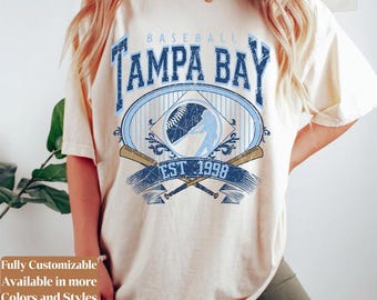 Camiseta de béisbol Comfort Colors Tampa Bay estilo vintage para el día del partido | Camiseta retro para aficionados estilo Rays | Regalo de béisbol de Tampa Bay | C113