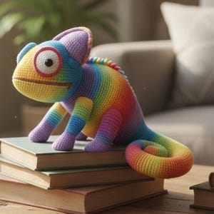 Rainbow Chameleon Amigurumi Crochet Pattern PDF | Colorful Lizard Plush | Fantasy Animal Crochet