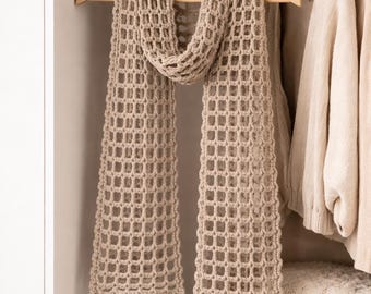 Lattice Scarf Crochet Pattern PDF, Openwork Crochet Scarf, Lightweight Lace Scarf, Beginner Friendly, Instant Download