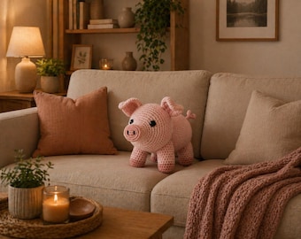 Amigurumi Pig Crochet Pattern PDF – Cute Farm Animal Plush Toy, Beginner Friendly Barnyard Pig, DIY Baby Gift