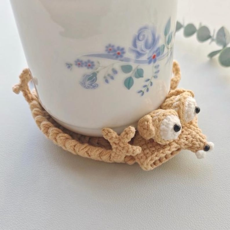 Lot de 20 patrons de sous-verres animaux au crochet | Ensemble de sous-verres animaux mignons | Porte-gobelet style amigurumi | Téléchargement PDF instantané image 6