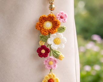 Flower Hanging Crochet Pattern PDF, Beginner Friendly Floral Decor, Crochet Keychain & Charm, Easy Tutorial, Instant Download