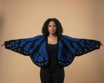 Monarchfalter Schmetterling Flügel häkeln Strickjacke Muster | Oversized Boho Pullover (PDF-Schnittmuster)
