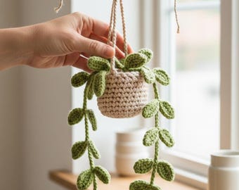 Crochet Car Hanging Plant Pattern | Trailing Vine Amigurumi (PDF Pattern)