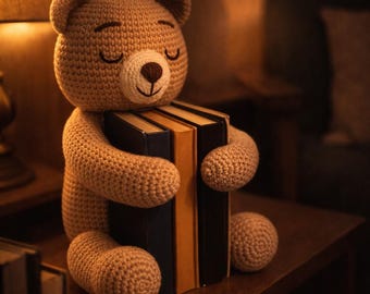 Crochet Teddy Bear Book Holder Pattern | Amigurumi Bookend (PDF Pattern)