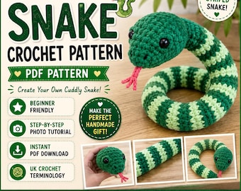Snake Crochet Pattern PDF | Easy Amigurumi Snake Tutorial | Plush Snake Crochet Pattern | Beginner Friendly Toy Pattern