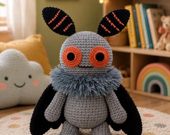 Amigurumi Mothman Crochet Pattern PDF, Cute Spooky Plush, Cryptid Doll, Halloween Decor, Instant Download