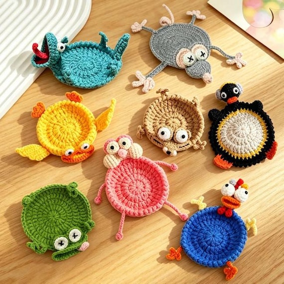 20-in-1 Animal Crochet Coaster Pattern Bundle | Cute Animal Coaster Set | Amigurumi Style Cup Holder | Instant Download PDF