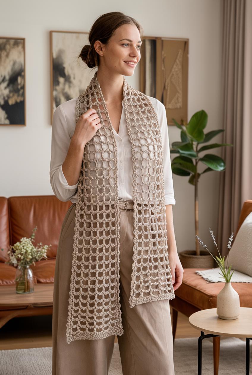 Easy Crochet Lace Scarf Pattern PDF | Beginner Mesh Scarf Crochet ...