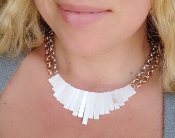 White Shell Necklace with Aluminum and Stainless Steel