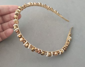 Freshwater Pearl, Crystal and Czech Glass Headband