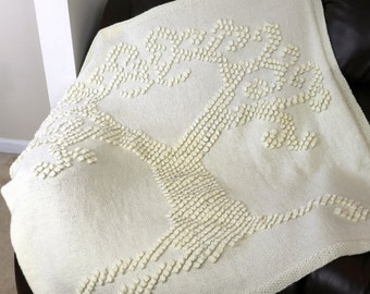 Strickmuster ~ Baum der Liebe Erbstück Afghan ~ Perfekte Hochzeits- oder Baby-Geschenkidee ~ Strick Decke Muster ~ Strickmuster Wohndekor