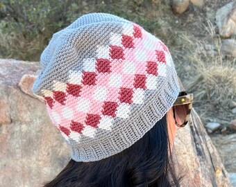 Crochet Pattern ~ Diamonds Beanie ~ Crochet Pattern ~ Fair Isle Crochet Beanie Pattern ~ All Ages Fair Isle Crochet Beanie Pattern