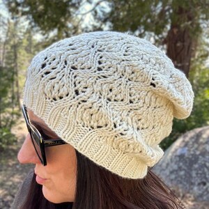 Knitting Pattern ~ Grace Beanie ~ Woman's Lace Beanie Knit Pattern ~ Slouchy Hat ~ Winter Knit Gift