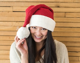 Crochet Pattern and Video ~ Santa Hat ~ 3 Sizes for the Whole Family ~ DIY Christmas Holiday Craft Tutorial ~ All Ages