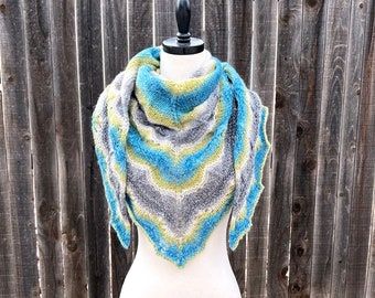 Knitting Pattern ~ Penumbra Shawl ~ Triangle Shawl Knit Pattern ~ Lacy Triangle Shawl Knit Pattern ~ Winter Shawl Knit Gift