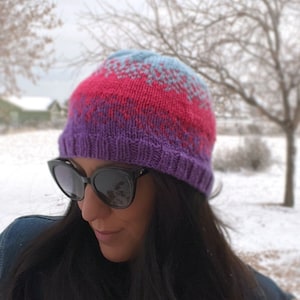 Knitting Pattern ~ Pixel Beanie ~ Fair Isle Beanie Knit Pattern ~ Ombre Knit Beanie Pattern ~ All Ages Beanie Pattern ~ Instant PDF Download