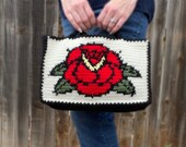 Crochet Pattern ~ Rose Tattoo Bag ~ Intarsia Purse Crochet Pattern ~ Flower Purse Graphic Pattern ~ Tattoo Flash Purse Crochet Pattern