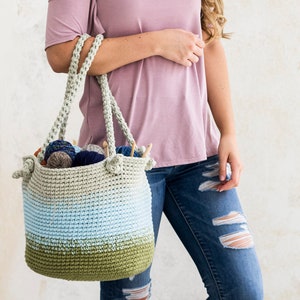 Crochet Pattern Cutie Utility Bucket Bag Large Bucket Bag Purse Crochet Pattern Ombre Tote Crochet Pattern Extra Large Storage image 1