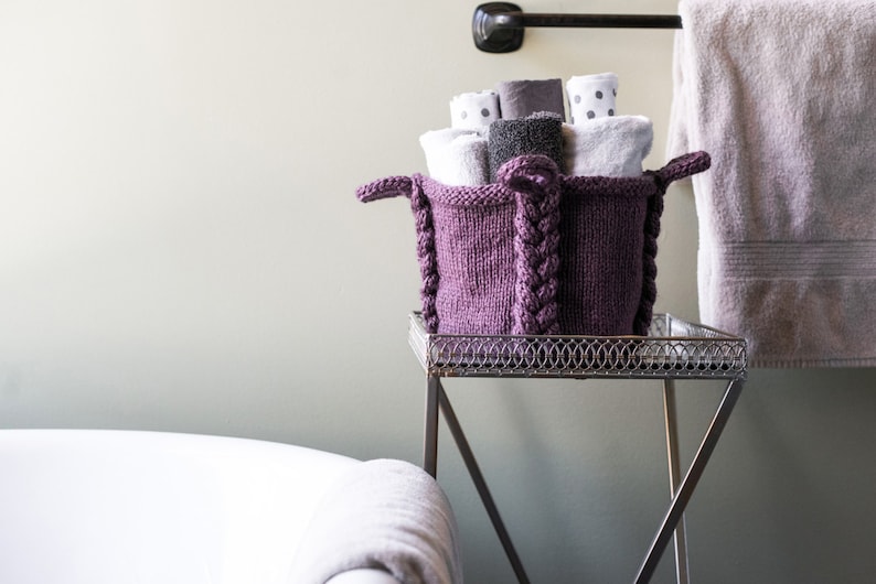 Knitting Pattern Entangle Basket Braided Basket Knitting Pattern DIY Home Decor Craft Knit Basket Pattern Knit Basket with Handles image 5