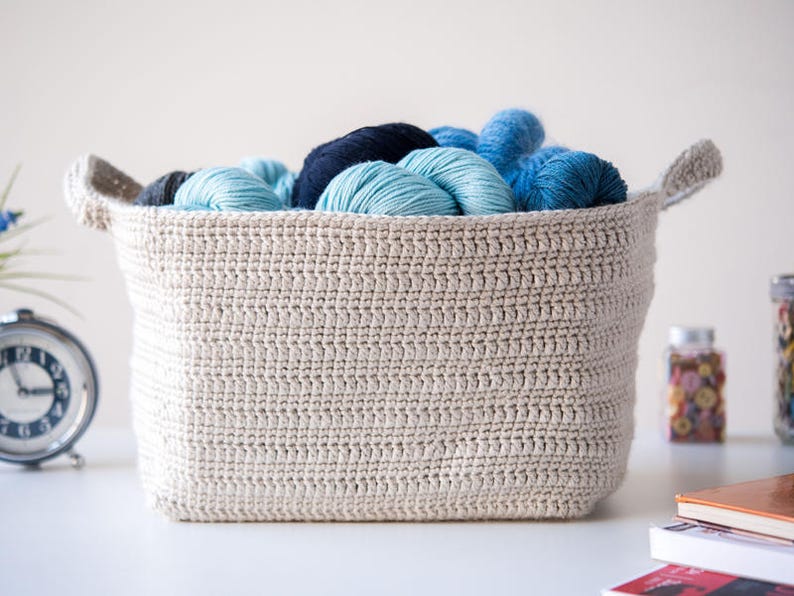 Crochet Pattern Essentials Basket Organize in Style Large Storage Basket Home Storage Yarn Organizer Modern Decor PDF Download image 3