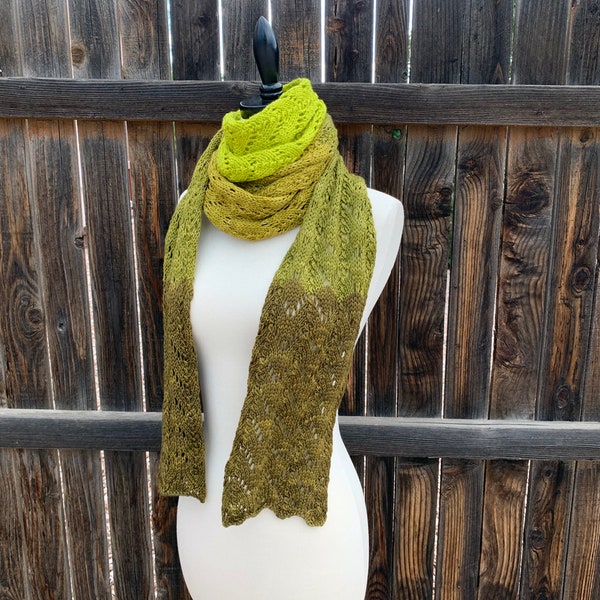 Knitting Pattern ~ Jade Scarf ~ Lace Scarf Knit Pattern ~ Lace Winter Knit Scarf Pattern ~Lacy Textured Knit Scarf Pattern