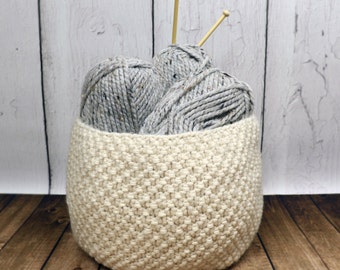 Knitting Pattern and Video ~ Oodles Basket ~ Large Basket Knit Pattern ~ Knit Home Decor ~ Textured Basket Knit Pattern ~ Knit Storage