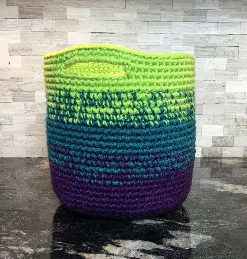 Crochet Pattern Cutie Utility Basket Crochet Basket with Handles Pattern Instant Download DIY Craft Tutorial Ombre Basket Pattern image 2