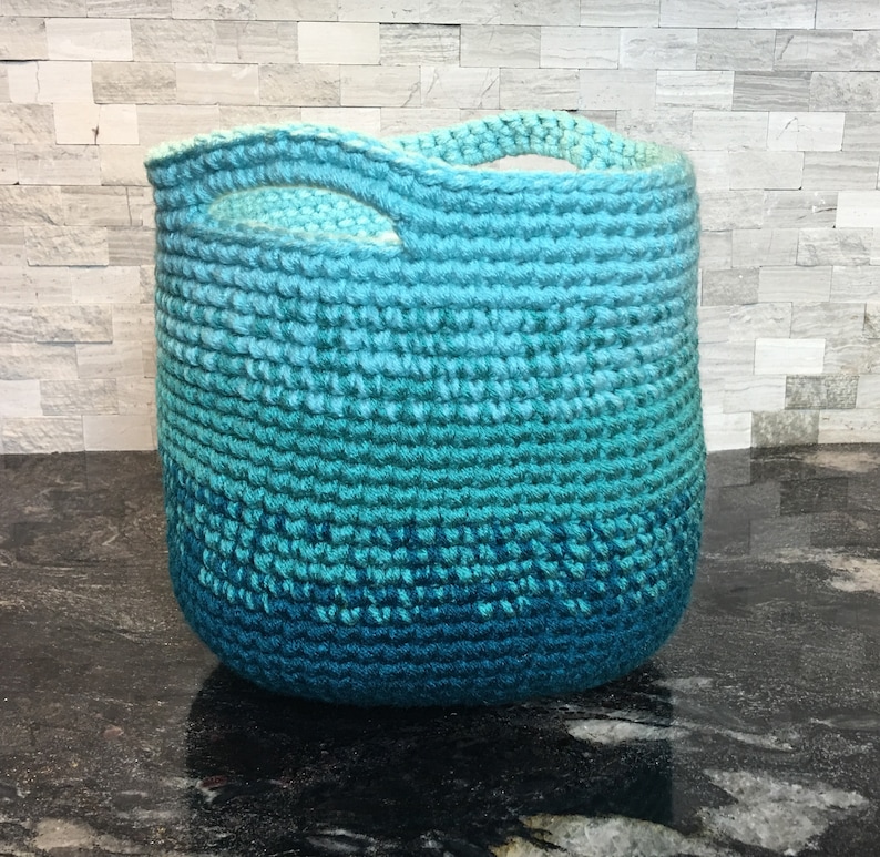 Crochet Pattern Cutie Utility Basket Crochet Basket with Handles Pattern Instant Download DIY Craft Tutorial Ombre Basket Pattern image 3