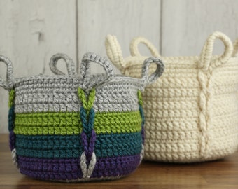 Crochet Pattern ~ Entwined Basket ~ Declutter With Style ~ Braided Crochet Basket Pattern ~ Crochet Basket With Handles Pattern