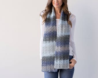 Crochet Pattern ~ Slanting Squares Scarf  ~ Unique Textured Scarf Crochet Pattern ~ Wide Scarf Crochet Pattern ~ Scarf Gift Crochet Pattern