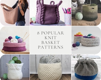 Popular Knit Basket Patterns ~ Various Knit Baskets For Organization and Storage ~ Knit Patterns