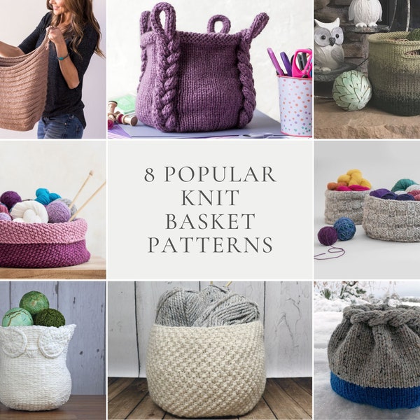 Popular Knit Basket Patterns ~ Various Knit Baskets For Organization and Storage ~ Knit Patterns