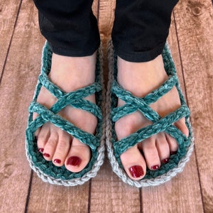 Crochet Pattern ~ Huntington Sandals ~ Strappy Sandals Crochet Pattern ~ Strappy Slipper Crochet Pattern ~ Women's Slipper Crochet Pattern