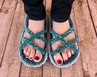 Crochet Pattern ~ Huntington Sandals ~ Strappy Sandals Crochet Pattern ~ Strappy Slipper Crochet Pattern ~ Women's Slipper Crochet Pattern