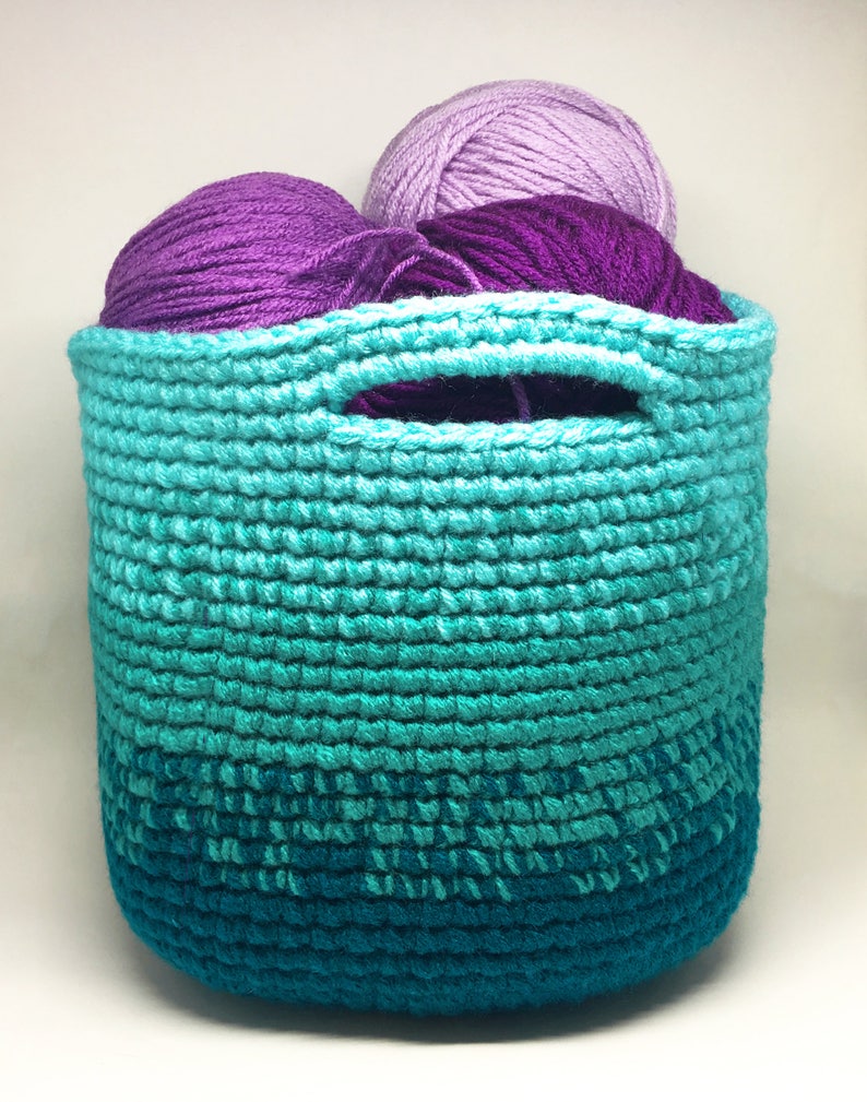 Crochet Pattern Cutie Utility Basket Crochet Basket with Handles Pattern Instant Download DIY Craft Tutorial Ombre Basket Pattern image 4