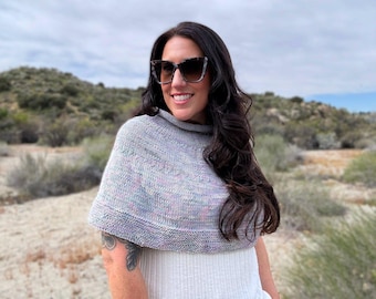 Knit Pattern + Video ~ Lapis Capelet ~ Shoulder Wrap ~ DK Yarn PDF Tutorial
