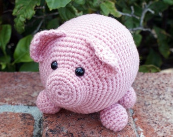 Crochet Pattern ~ Roly Poly Piggy Amigurumi ~ Pig Stuffed Toy Crochet Pattern ~ Cut Pig Crochet Pattern ~ Pig Plushie Crochet Pattern