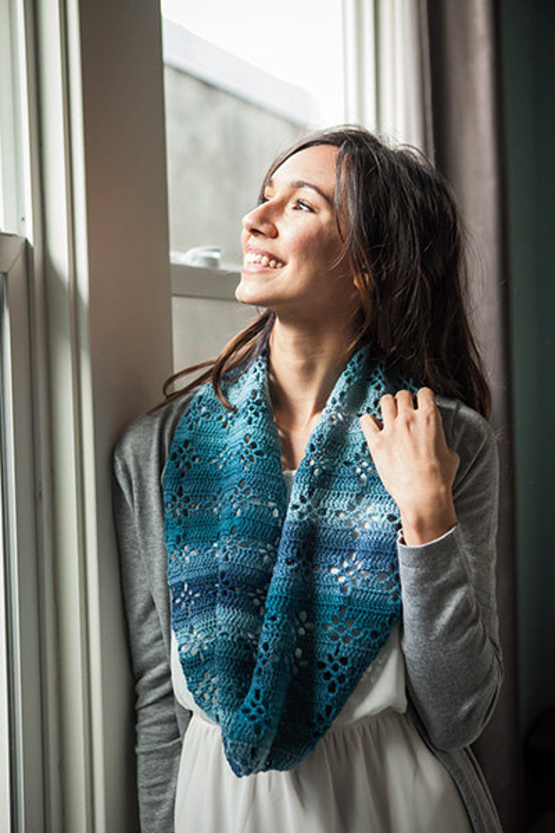 Crochet Pattern ~ Diamond Lace Infinity Scarf ~ Lacy Scarf Crochet ...