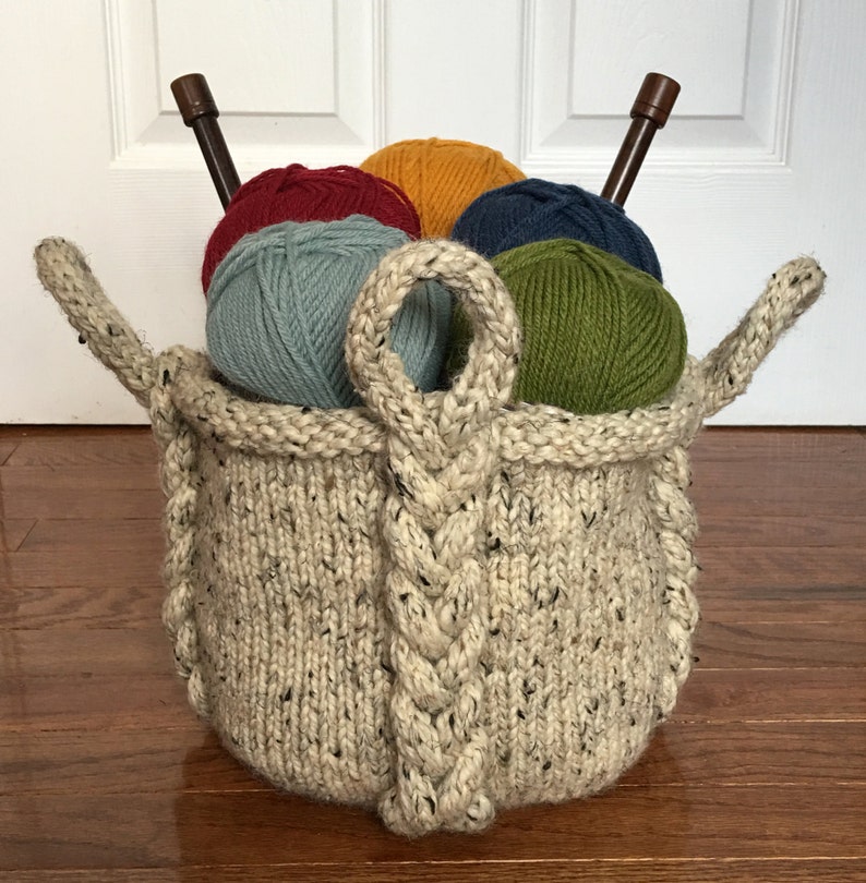 Knitting Pattern Entangle Basket Braided Basket Knitting Pattern DIY Home Decor Craft Knit Basket Pattern Knit Basket with Handles image 2